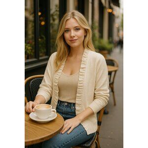 G.H. Bass Ruffle Cardigan – Ivory XL